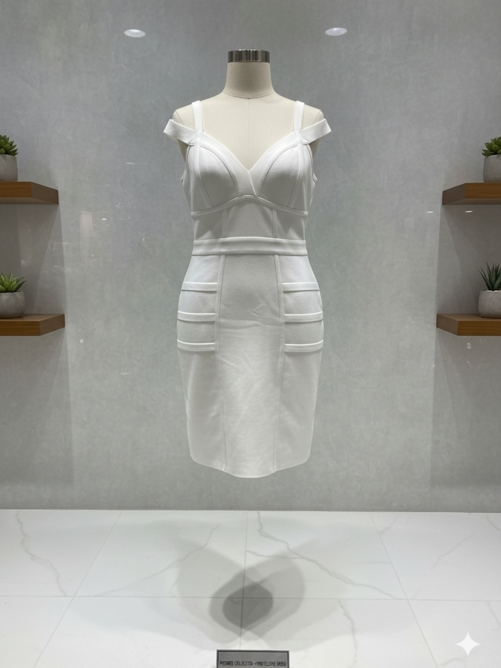 Hybrid & company White Off-Shoulder Bodycon Bandage Mini Dress